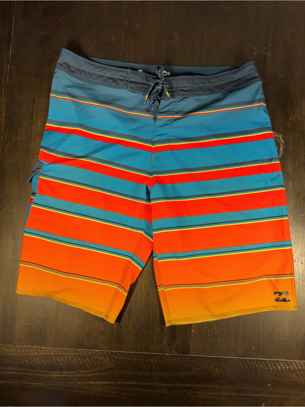 Billabong Blue, Orange & Yellow Striped Men’s Boardshorts